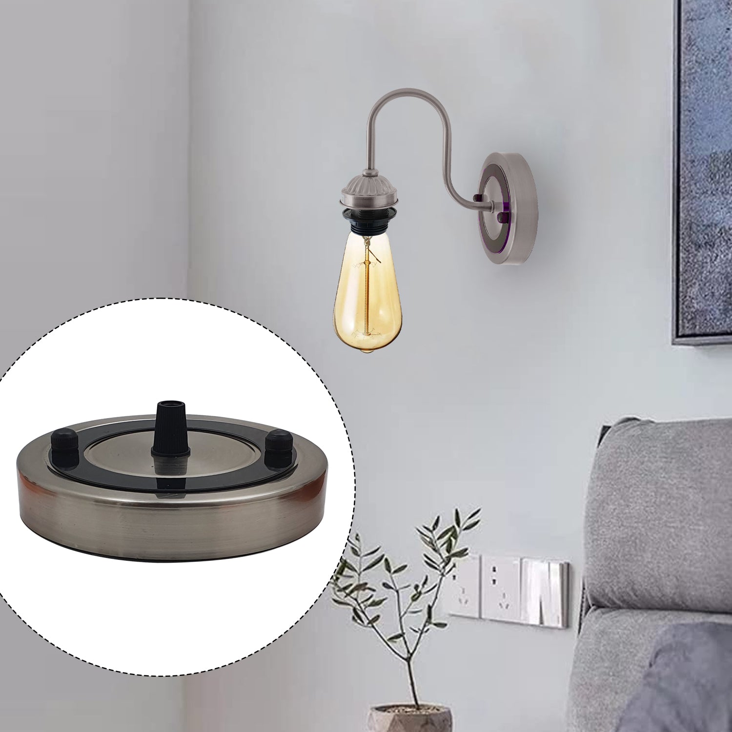 Ceiling rose with heat-resistant lamp holder for pendant light