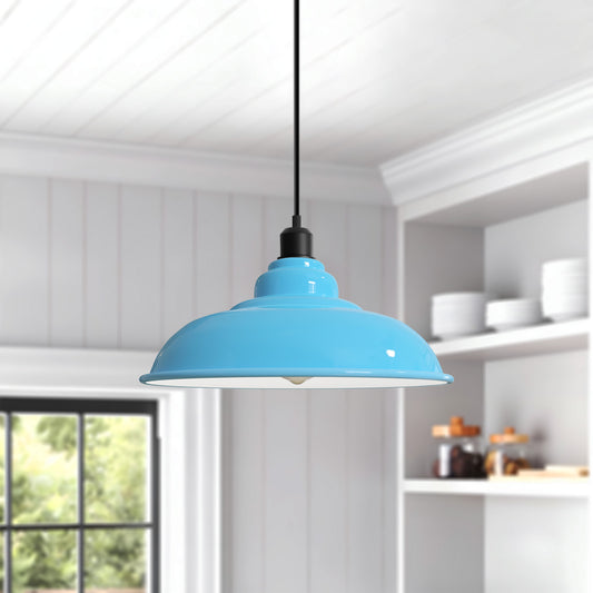 Blauwe hanglamp, perfect voor kookeiland of barruimtes~3689