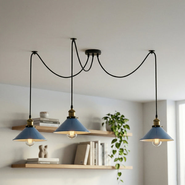 3 Fluming Spider Pendant Light E27 Metal ~6175 – Blue