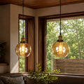 Industriële plafondlamp met hangende glazen kap ~6019