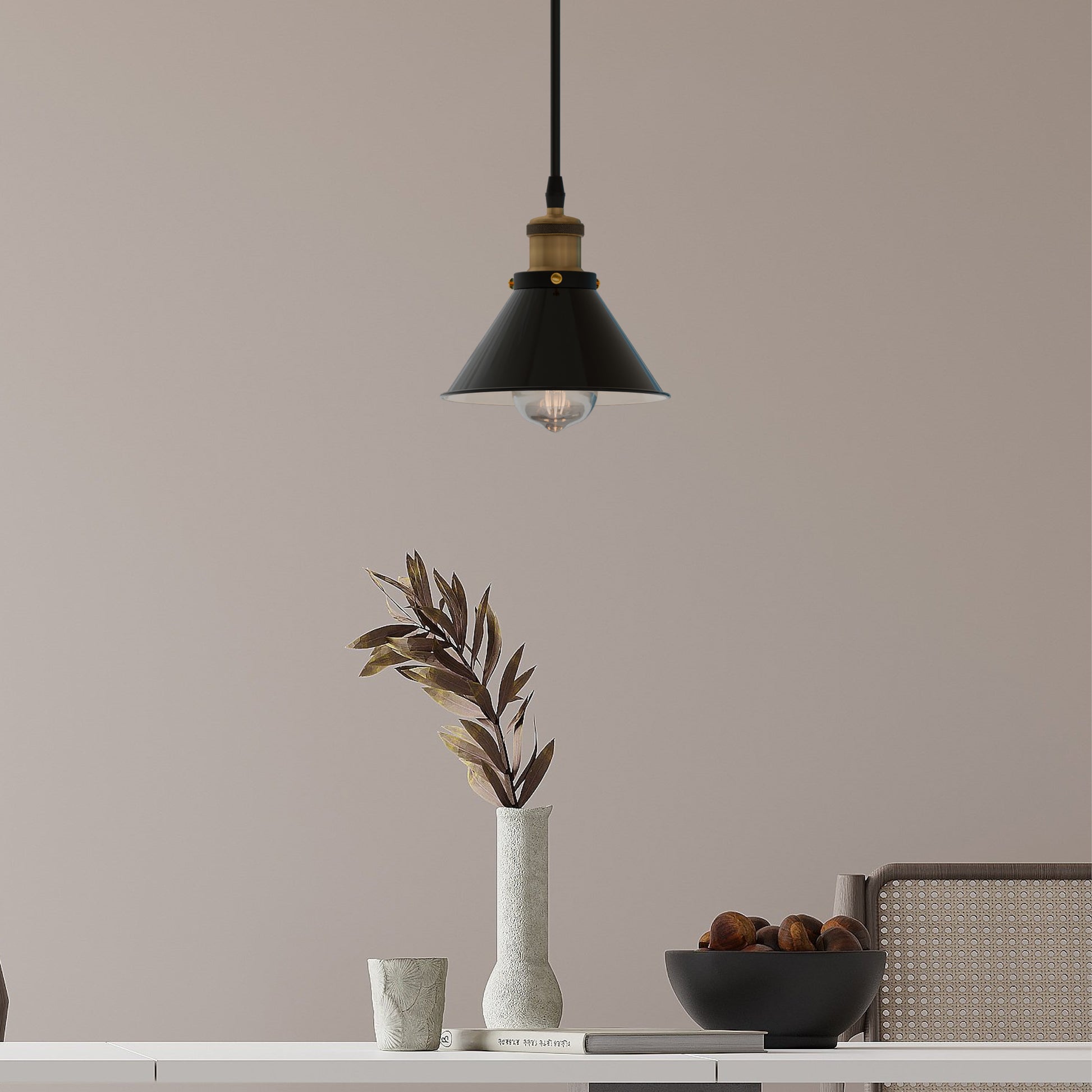 cone-shaped metal pendant light