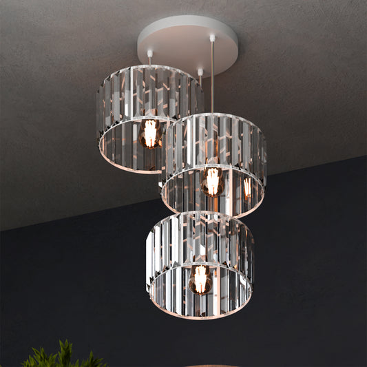 Moderne hanglamp met 3 koppen en heldere kristallen kap ~5873