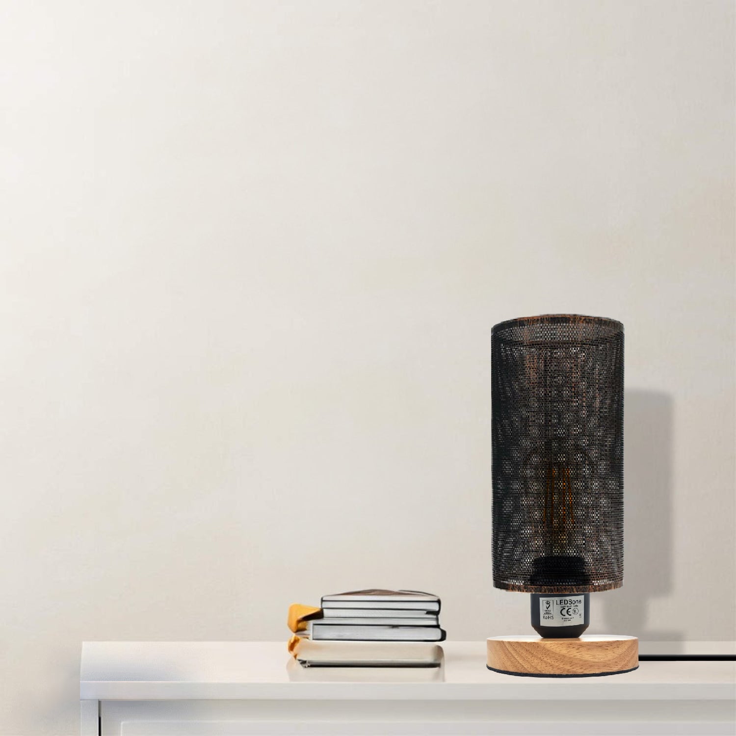Wooden Base Table Lamp metal small