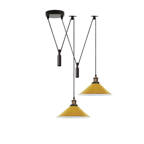 2 Light Spider Pendant Hanging Lamp ~6507 – Yellow Cone