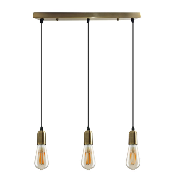 Industrial Cluster Pendant Light Fixtures ~6397 – With Bulb / Green Brass