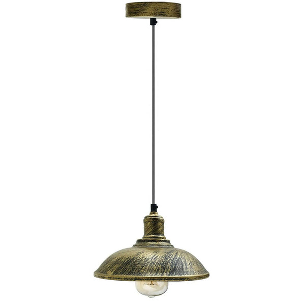 Vintage hangende plafondlamp ~5668 – Geborsteld messing / 24CM