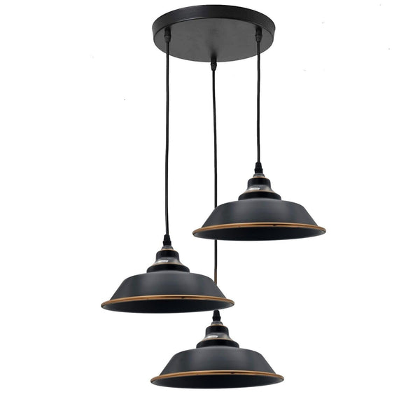 Vintage 3 Pendant Light ~6779 – Black - Without Bulb