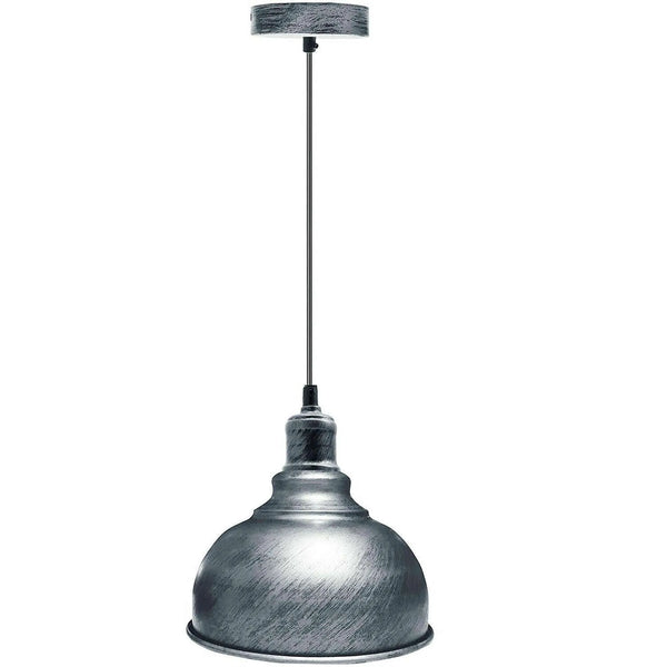 Vintage hangende plafondlamp ~5668 – Geborsteld zilver / 21CM