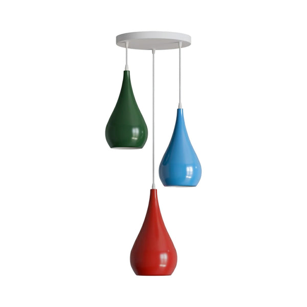DROPPEN Colourful Triple Teardrop Pendant 3 Light ~6851 – Green + Red + Blue