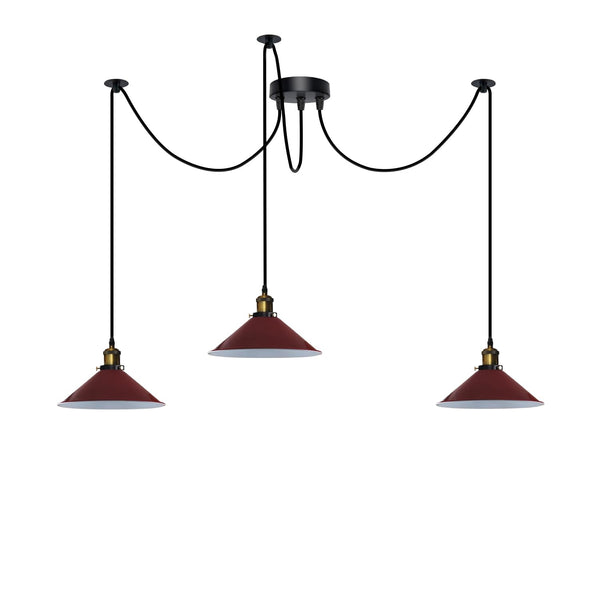 3 Fluming Spider Pendant Light E27 Metal ~6175 – Burgundy