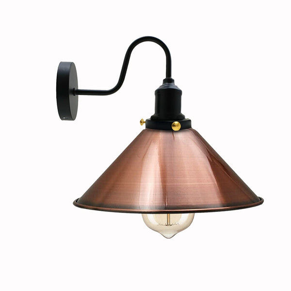 LEDSone Vintage Industrial Wall Sconce - Metal Cone E27 Wall Lamp ~6615 – Copper / 1