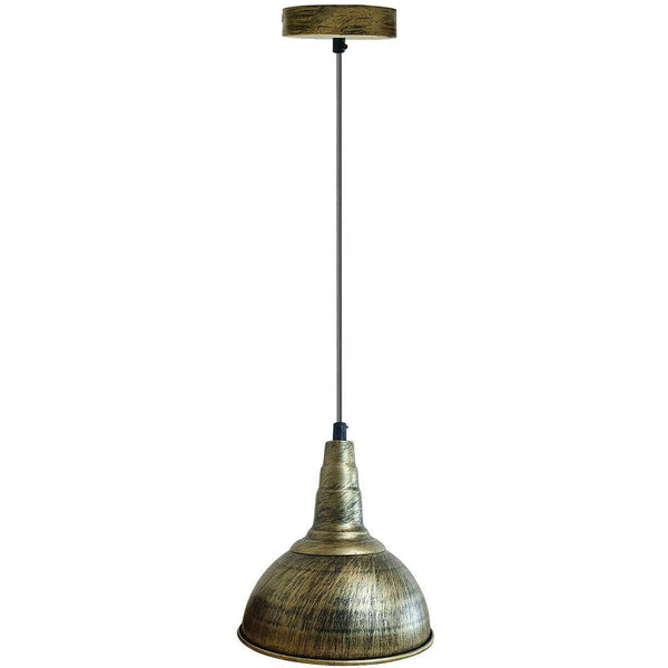Vintage hangende plafondlamp ~5668 – Geborsteld messing / 21CM