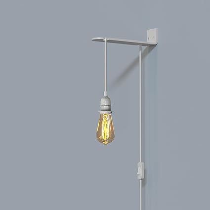 Vintage E27 Hangende Stekkerlamp met Muurbeugel ~5674