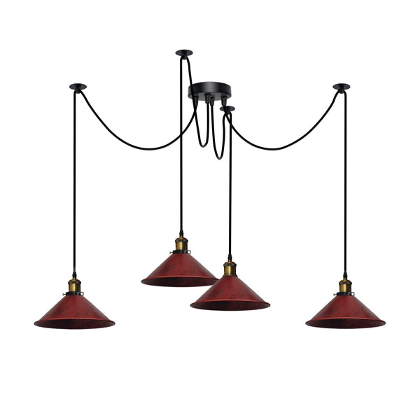 4 Bulb Octopus Ceiling Light E27 2M Long ~6730 – Rustic Red