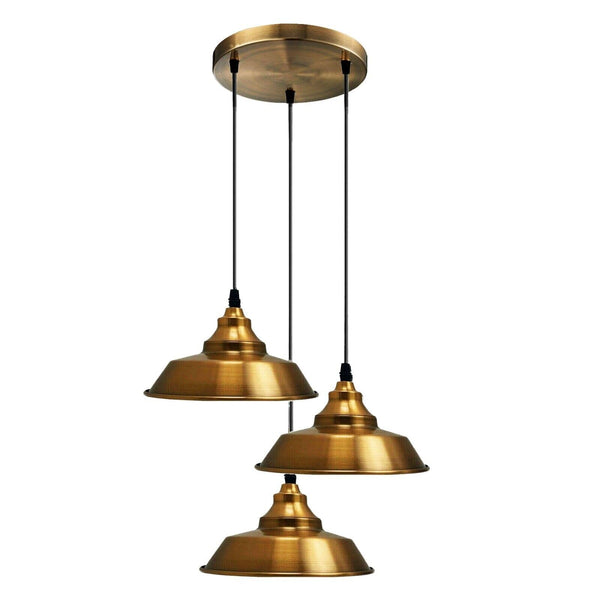Vintage 3 Pendant Light ~6779 – Yellow Brass - Without Bulb