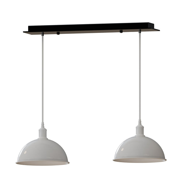 Vintage Industrial 2-Head Dome Pendant Light | Adjustable ~6145 – No / White