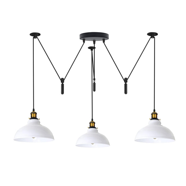 Industrial Pendant Light with Adjustable Heads ~6400 – White
