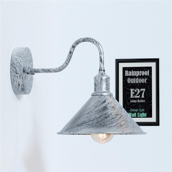 Vintage Swan Neck Galvanized Outdoor Wall Light ~6225 – Brushed Silver