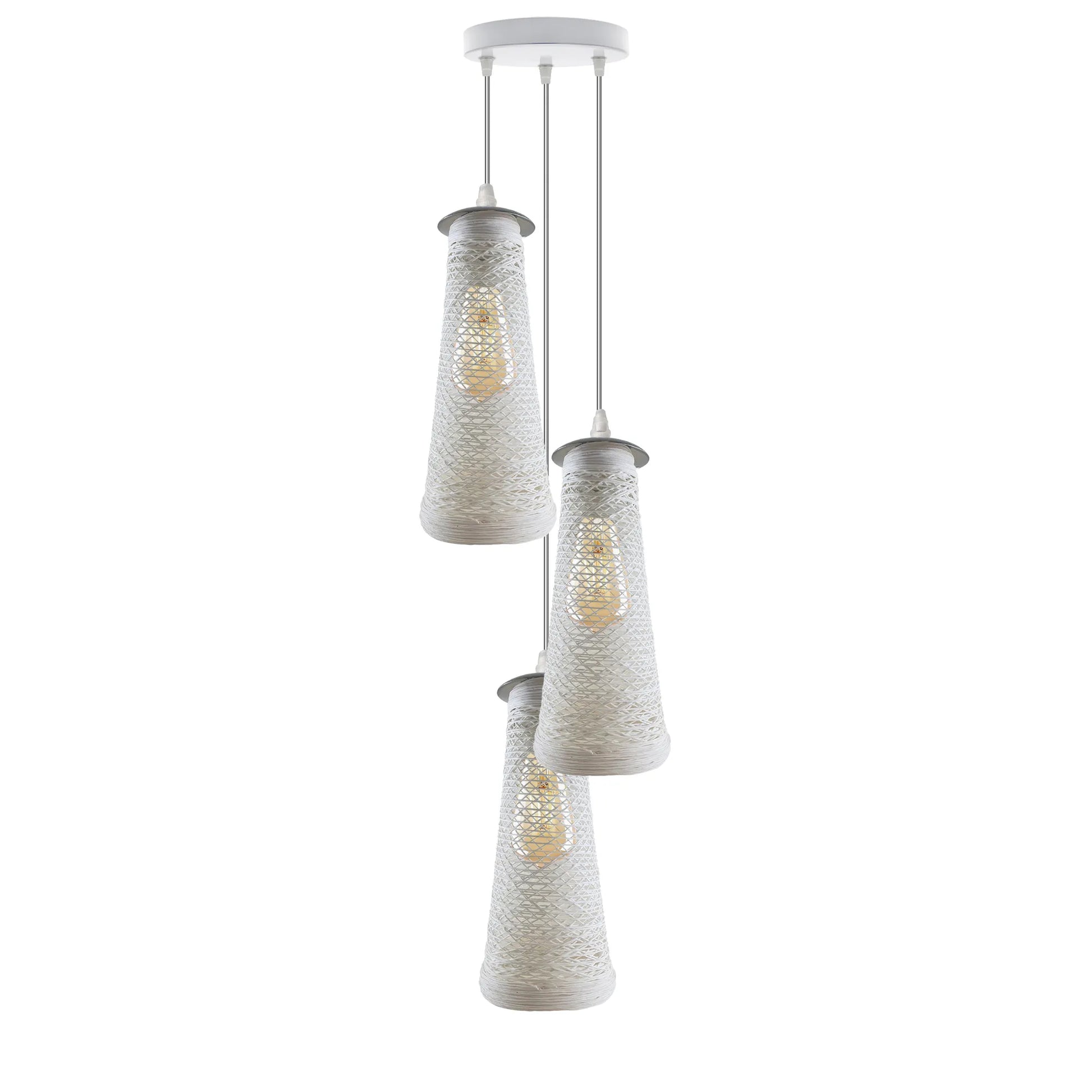 three-head basket style rattan ceiling pendant light