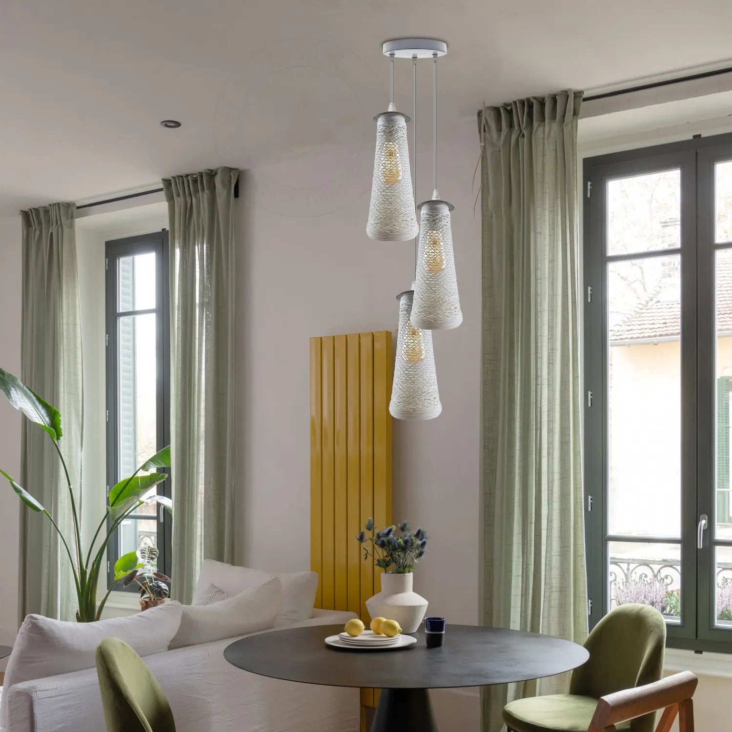 three-head basket style rattan ceiling pendant light