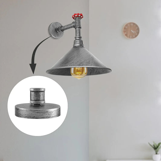 Vintage metalen plafondrozet met enkel stopcontact voor wandlamp ~5902
