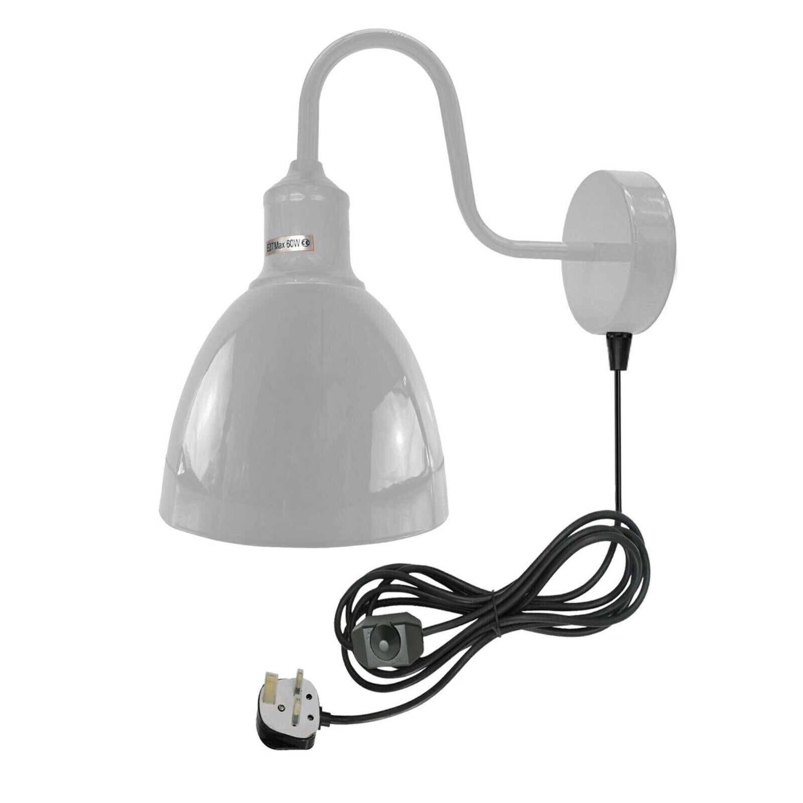  plug-in wall lamp with a gray shade 