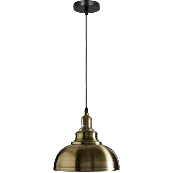 Vintage plafond hanglamp industriële metalen kap hanglamp ~ 6030  – Groen messing / Nee