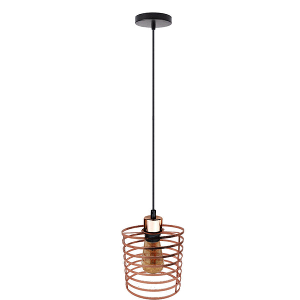 Ledsone Industrial Cage Pendant Light - Adjustable Fabric Flex Lamp ~6567 – Yes