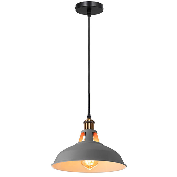 Metalen plafond hanglamp LED moderne lampenkap hanglamp ~5870 – Grijs / Nee