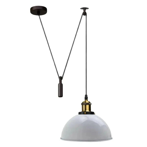 Pulley Pendant Light E27 Metal ~6283 – White / Yes