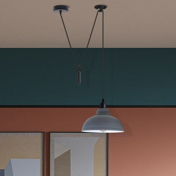 1-Way Spider Pendant Light | Industrial Curvy Hanging Lamp ~6234 – Grey