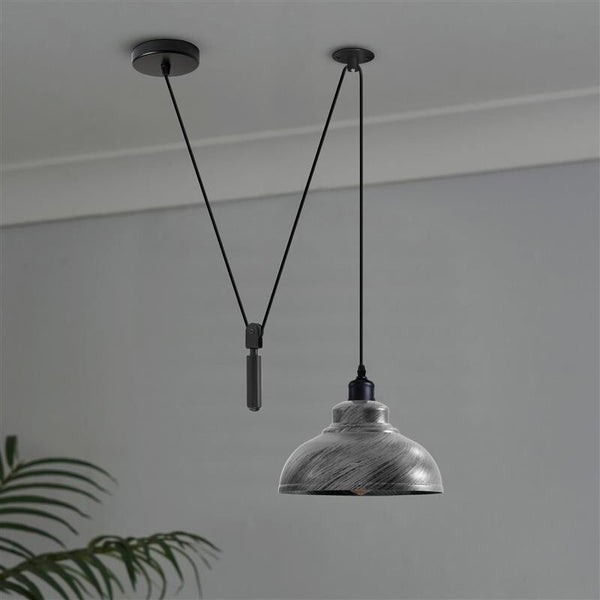 1-Way Spider Pendant Light | Industrial Curvy Hanging Lamp ~6234 – Brushed Silver