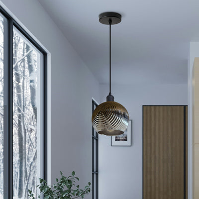 Industrial Ceiling light Fitting Retro Pendant Light Glass Shade E27 Edison Bulb ~6423