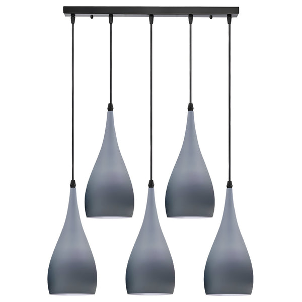 Vintage 5 Way Ceiling Pendant Light Industrial Hanging Suspended Lamp ~6107 – Grey / Yes