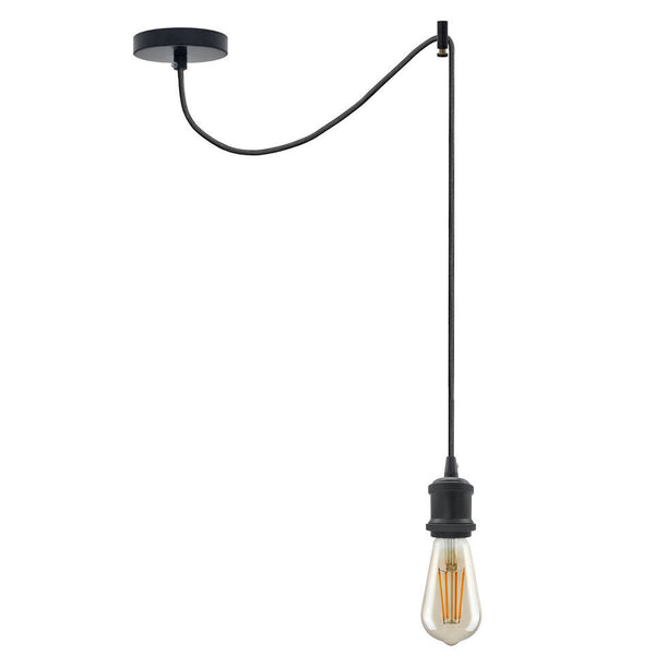 Ceiling Pendant Light Fitting Long Drop | Spider Pendant Light Industrial Kit | 2m Cable ~6179 – Black / No