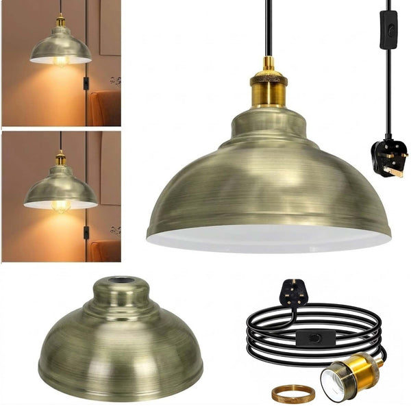 4m Long Swag Plug-in Pendant E27 With Swich  ~6813 – Green brass