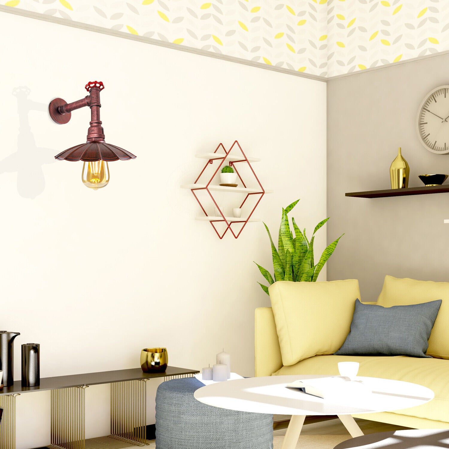 Brass pipe lighting fixture