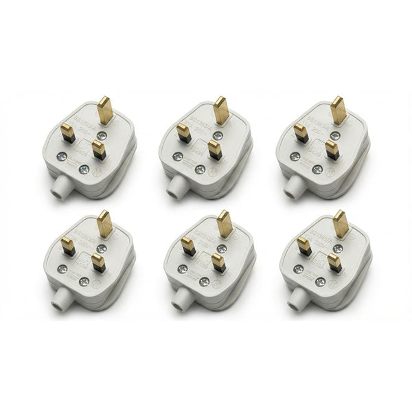 4/6 Pcs UK 3 Pin 13 AMP Plug Fused Fitted Mains 250V AC Plug ~6704 – White 6 Pack
