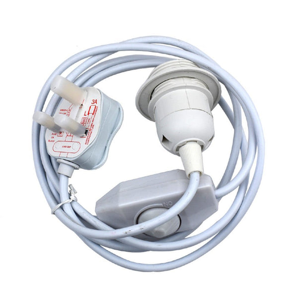 4m White  Plug In Pendant Lamp with Dimmer Light Set E27 Fitting ~ 6043 – No