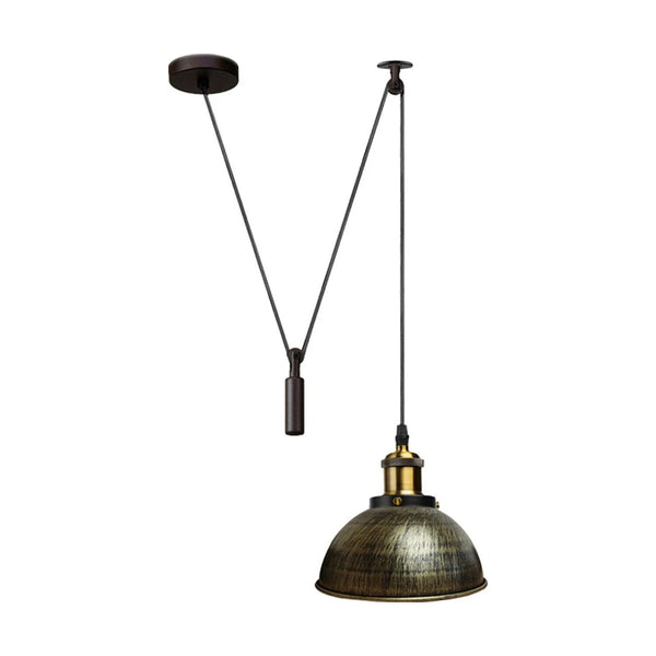 Pulley Pendant Light E27 Metal ~6283 – Brushed Brass / Yes