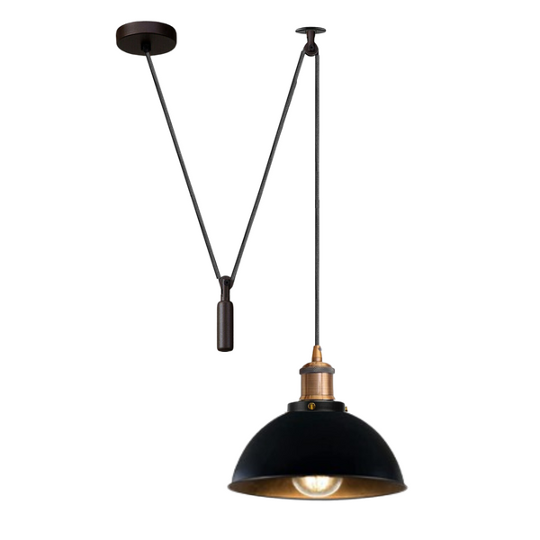 Rise and Fall Pendant Light pulley E27 ~6284 – Black / Yes