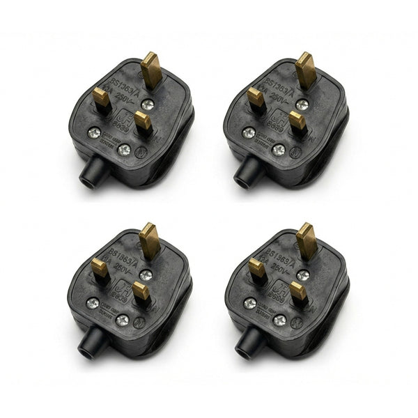 4/6 Pcs UK 3 Pin 13 AMP Plug Fused Fitted Mains 250V AC Plug ~6704 – Black 4 Pack