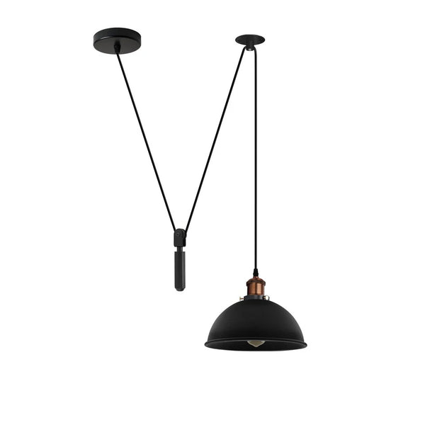 Pulley Pendant Light E27 Metal ~6283 – Black / Yes