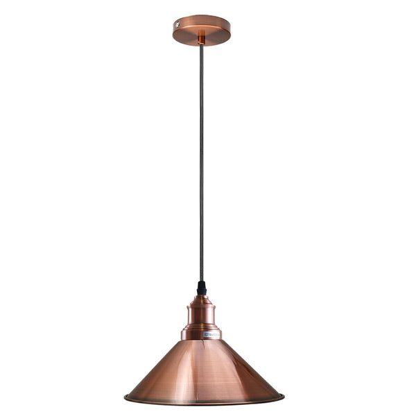 Industriële metalen plafondlamp met kegelvormige kap, gerenoveerd ~5738 – Koper