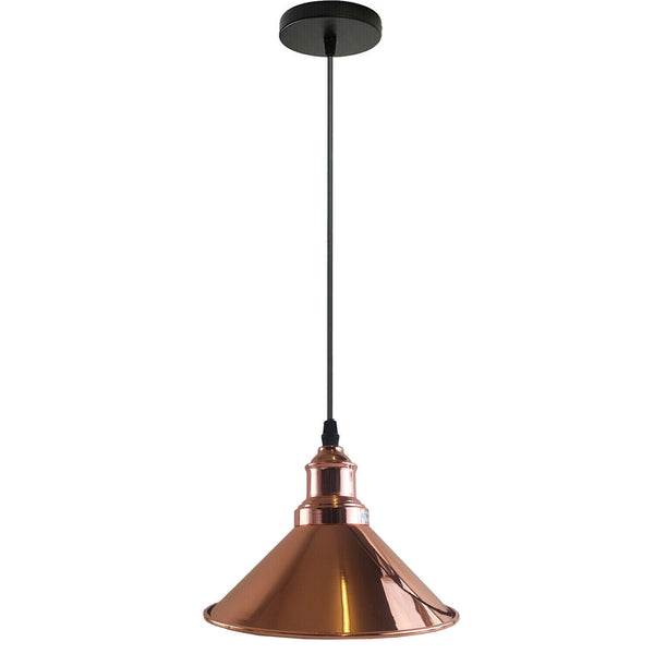Industriële metalen plafondlamp met kegelvormige kap, gerenoveerd ~5738 – Roségoud