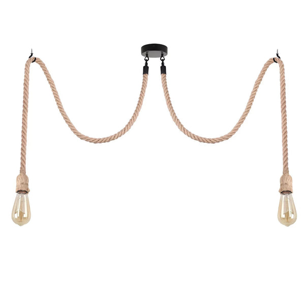 Retro Hemp Pendant Light  E27 Ceiling Hanging Pendant Light~6130 – Double Head / Yes