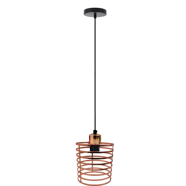 Ledsone Industrial Cage Pendant Light - Adjustable Fabric Flex Lamp ~6567 – No
