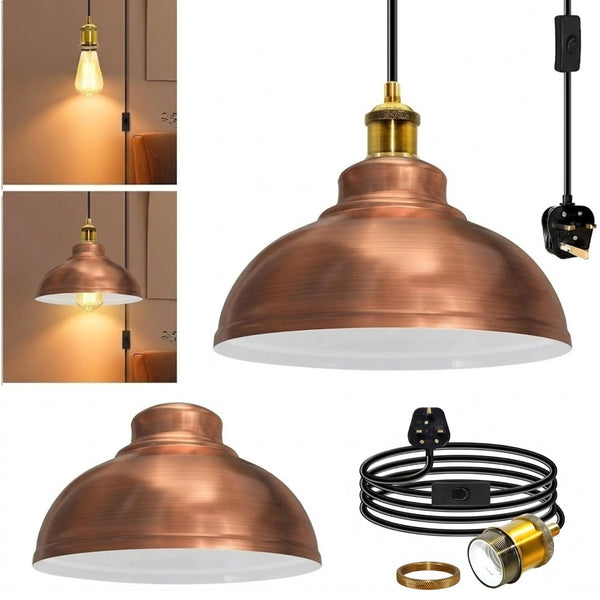 4m Long Swag Plug-in Pendant E27 With Swich  ~6813 – Copper