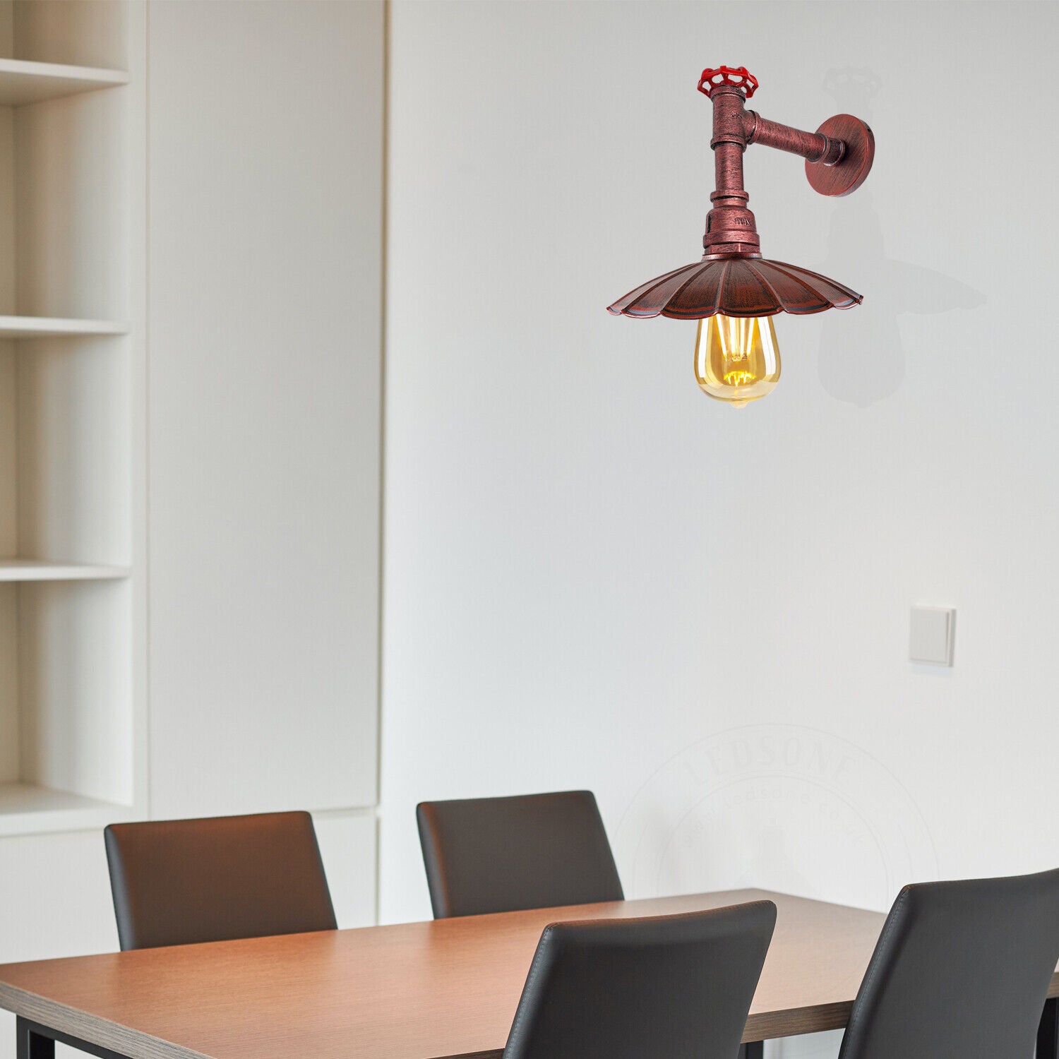 rustic red pipe lighting fixture