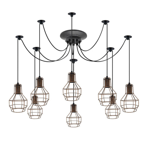Moderne zwarte plafondkroonluchter met 8 koppen en vintage Spider-hanglamp ~ 5710